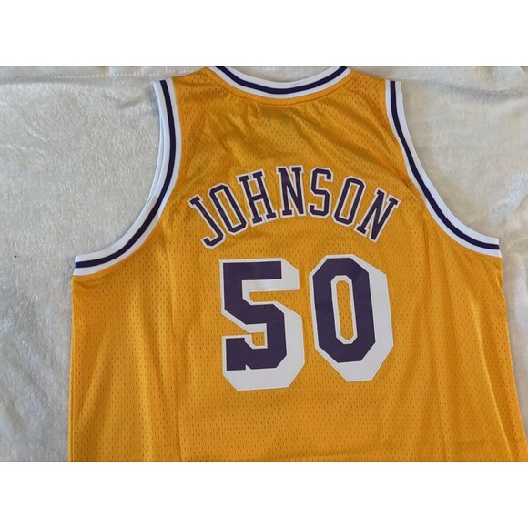 Magic Johnson Los Angeles Lakers 50th Anniversary Jersey Adidas Mens XL Yellow - Picture 9 of 9